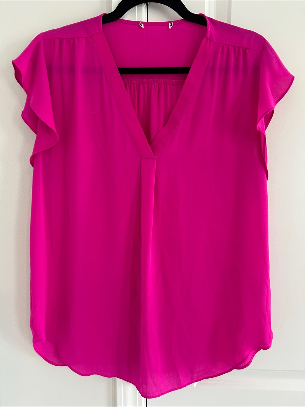 Women’s Bright Magenta V-Neck Flutter Sleeve Blouse